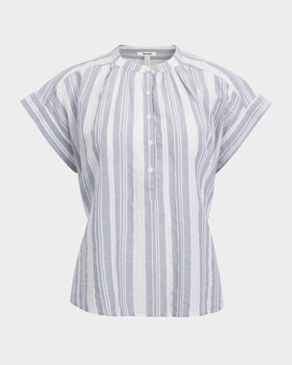 Raegan Striped Linen-Blend Blous